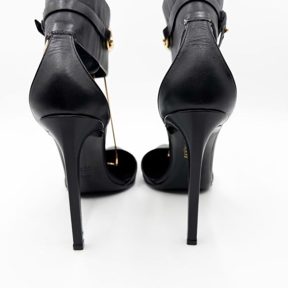 Gucci Black Leather Ursula Horsebit Ankle Cuff Pointed Toe Sandals 11.5 - Picture 7 of 12